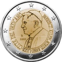 Obverse of Vatican 2 euros 2007 - 80th birthday of His Holiness Benedictus XVI