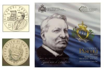 Obverse of San Marino Official Blister - Giovanni Pascoli 2012
