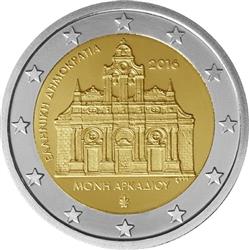 Obverse of Greece 2 euros 2016 - Arkadi Monastery