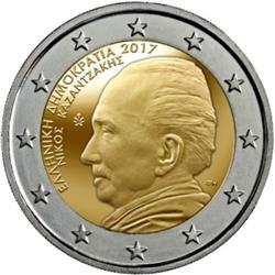 Obverse of Greece 2 euros 2017 - Nikos Kazantzakis
