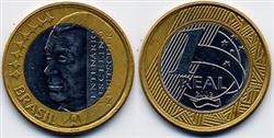 Obverse of Brazil 1 real 2002 -  100th birth anniversary of  Kubitschek