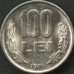 Obverse of Romania 100 lei 1992 -